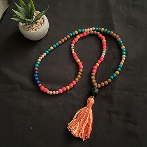 Hand assembled beaded necklace multicolour